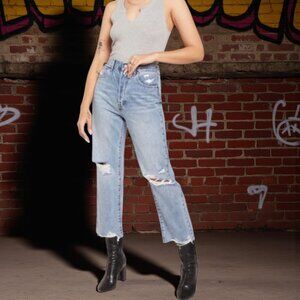 PISTOLA Cassie Super High Rise Straight Crop Jean in Play Day 29